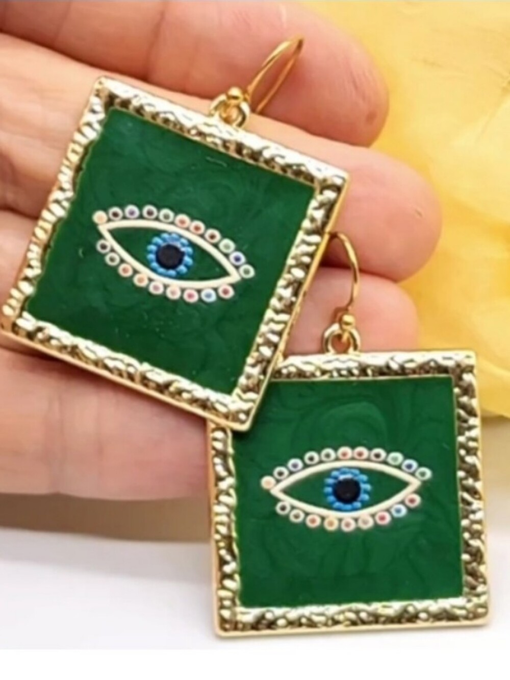 ❤️ Unique Boho Gypsy Jewelry Tribal Moroccan Evil Eye Gold Earrings